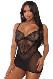 Eyelash Mesh Chemise Set