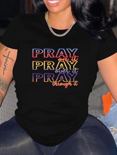 Pray Printed Letter T Shirt